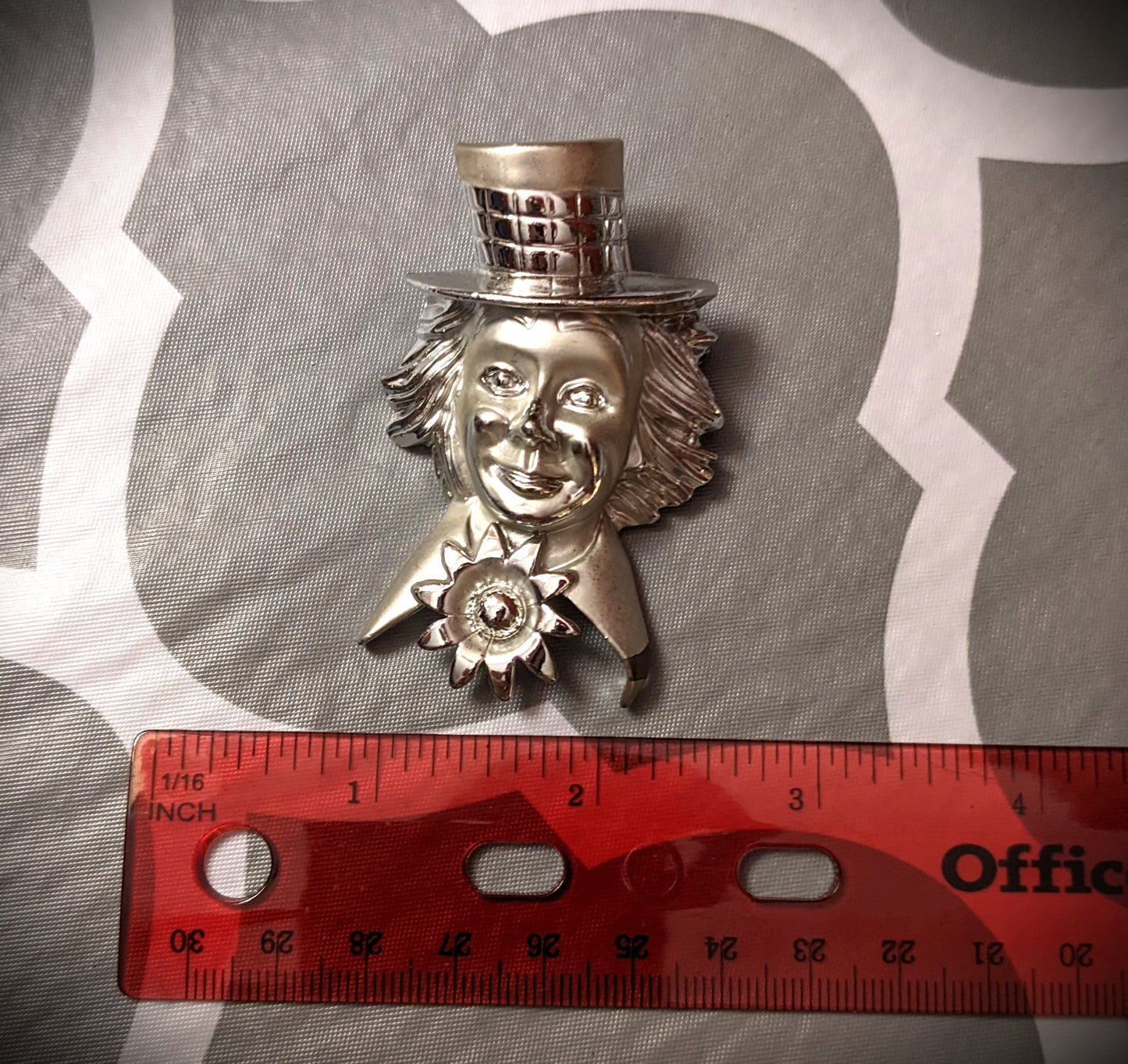 Vintage Silver Tone Clown Brooch Pin