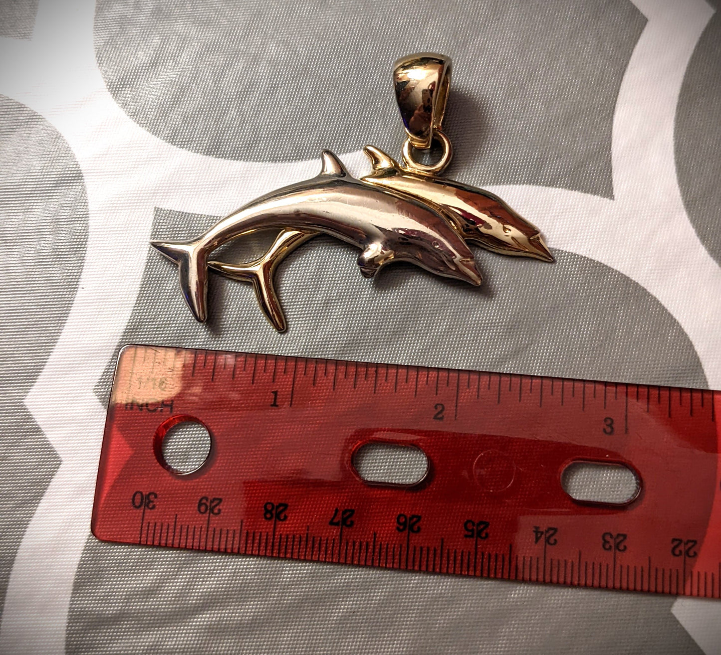 Vintage Two Tone Pair of Dolphins Pendant