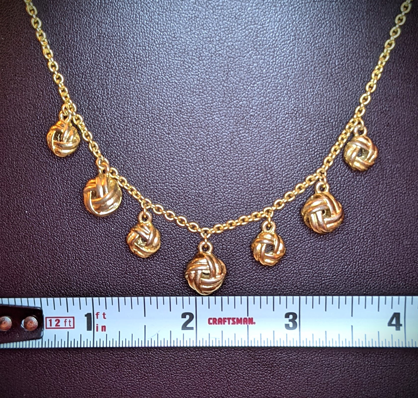 Gold Tone Love Knots Necklace and Clipped Earrings Jewelry Set