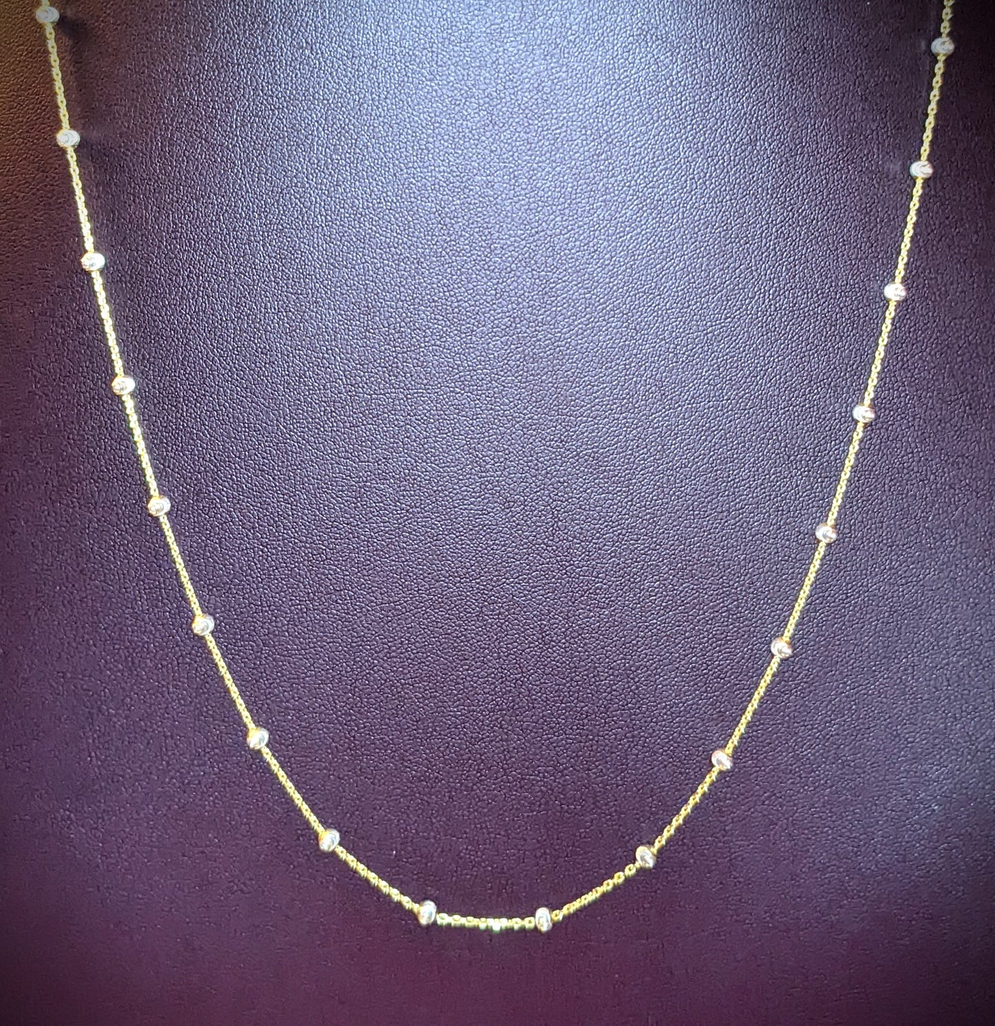 25-Inch-Long Gold over 925 Sterling Silver Beaded Necklace