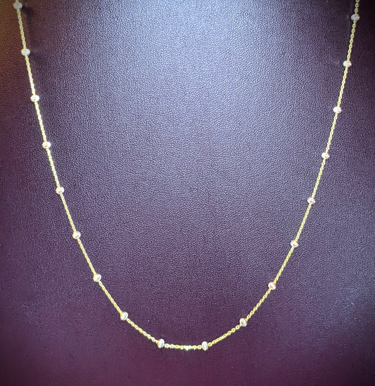 25-Inch-Long Gold over 925 Sterling Silver Beaded Necklace