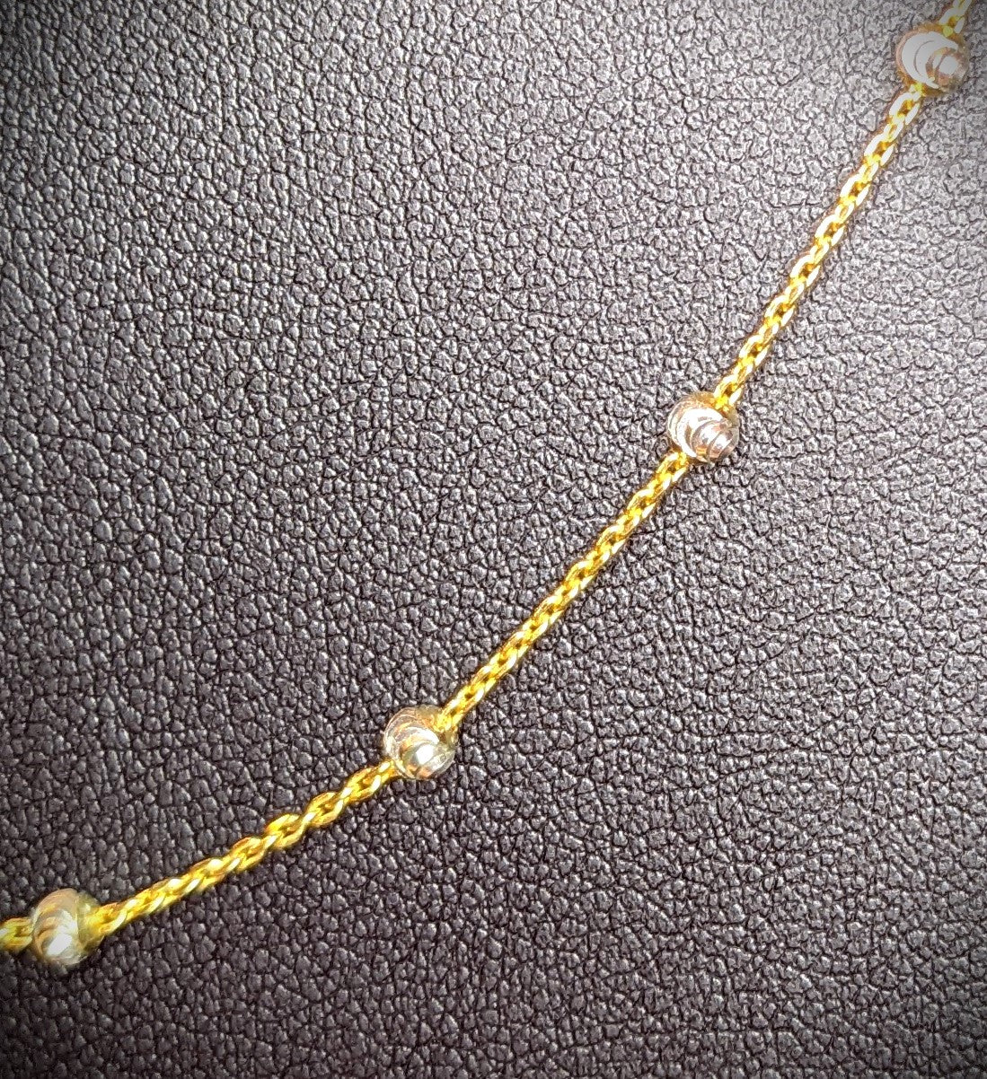 25-Inch-Long Gold over 925 Sterling Silver Beaded Necklace