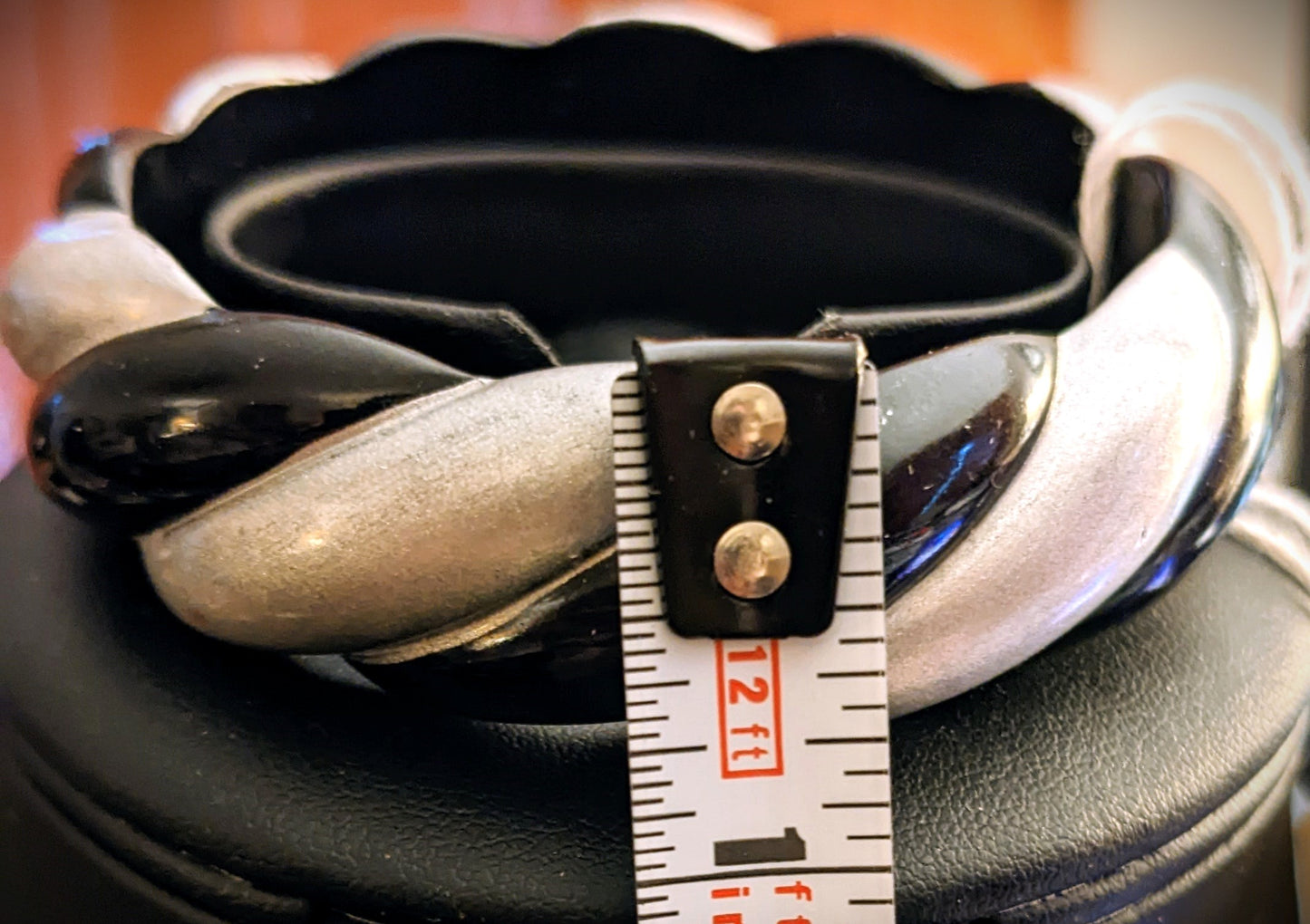 Vintage Gray and Black Bangle Twisted Style Plastic Bracelet