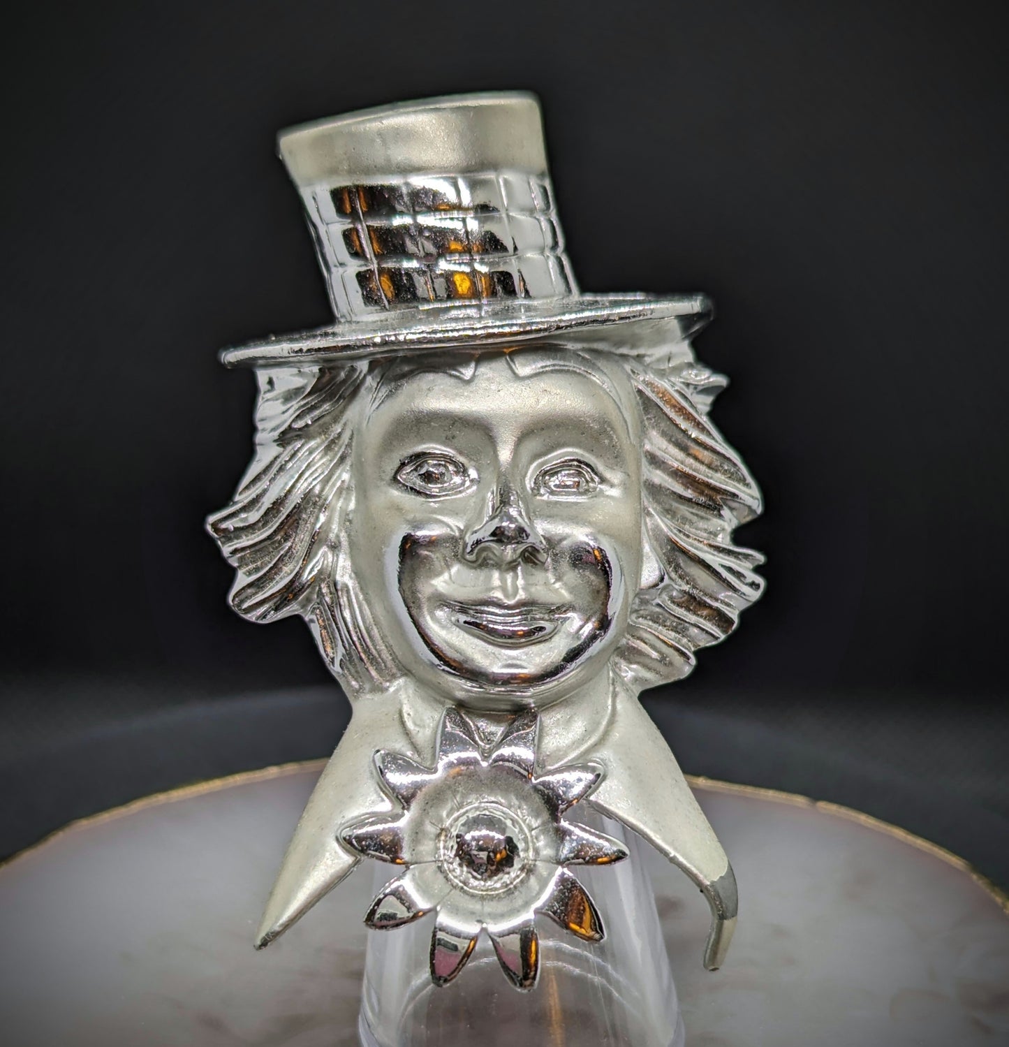 Vintage Silver Tone Clown Brooch Pin