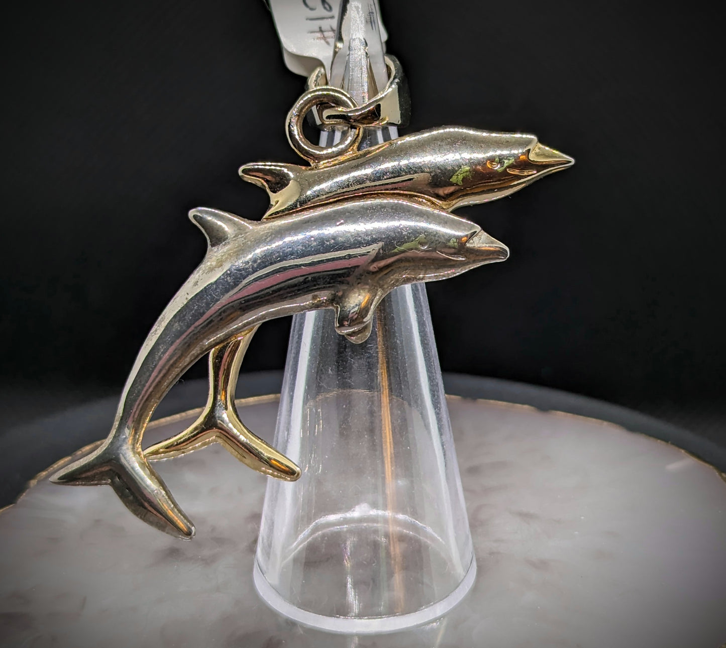 Vintage Two Tone Pair of Dolphins Pendant