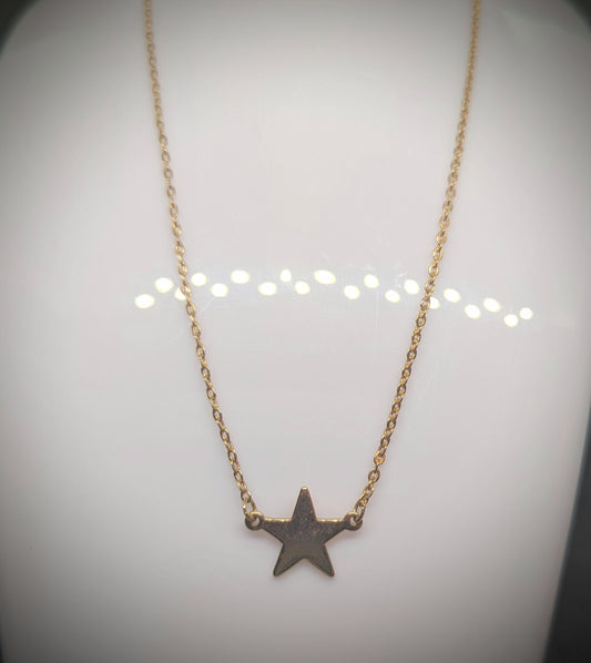 Vintage Avon 14-Inch-Long Gold Tone Star Necklace